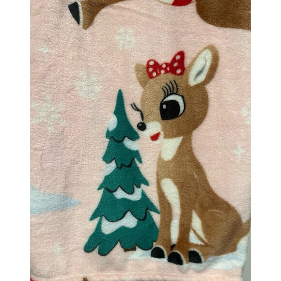 NEW PINK Christmas Rudolph the Red-Nosed Reindeer Blanket - Picture 4 of 6